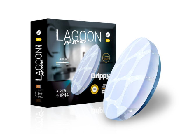 Lagoon PP series Drippy  24 W-os ø390 mm kerek natúr fehér mennyezeti lámpa IP44-es ...