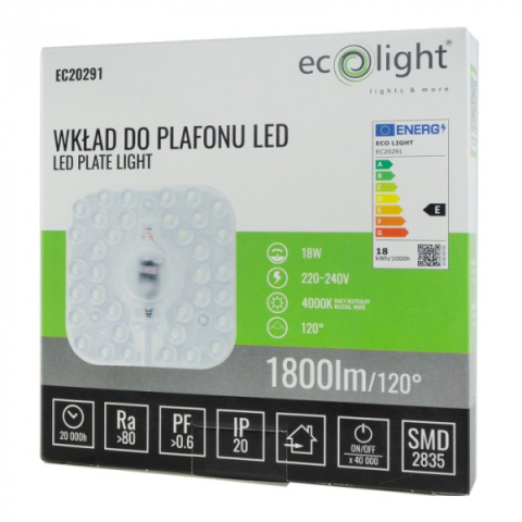 EcoLight 18W-os LED modul mennyezeti lámpához, 4000K, 1800lm