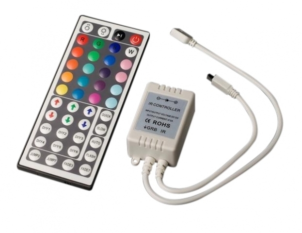 MasterLED - 44 gombos vezérlő, vezeték nélküli RGB led lámpa vezérlő, 6A áramfelvétel, infra ...