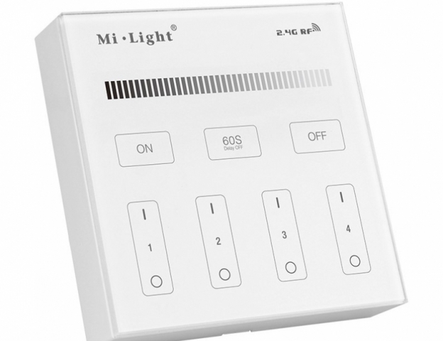 Mi Light Falon kívüli 4 csatornás dimmer távirányító fehér színben 