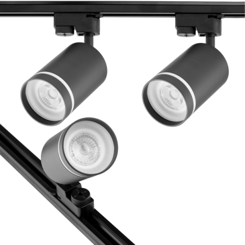 MasterLED Ring sínre szerelhető lámpa GU10-es foglalattal, matt fekete
