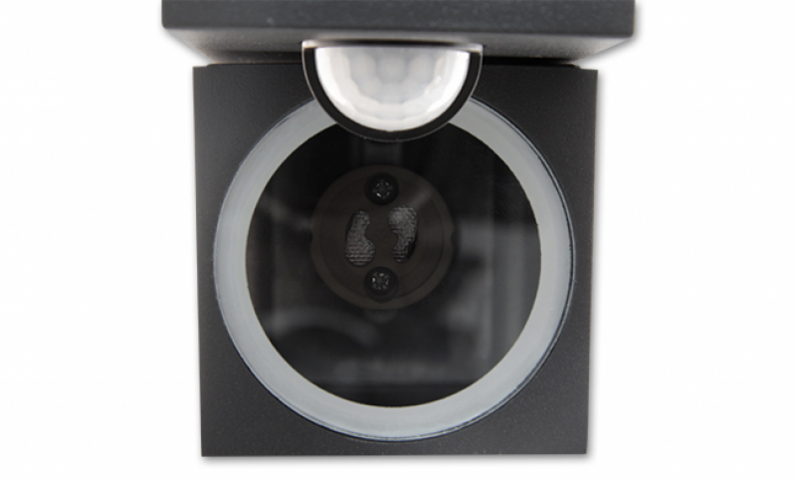 MasterLED Rhino mozgatható fekete oldalfali lámpa, GU10-es foglalattal, mozgásérzékelős
