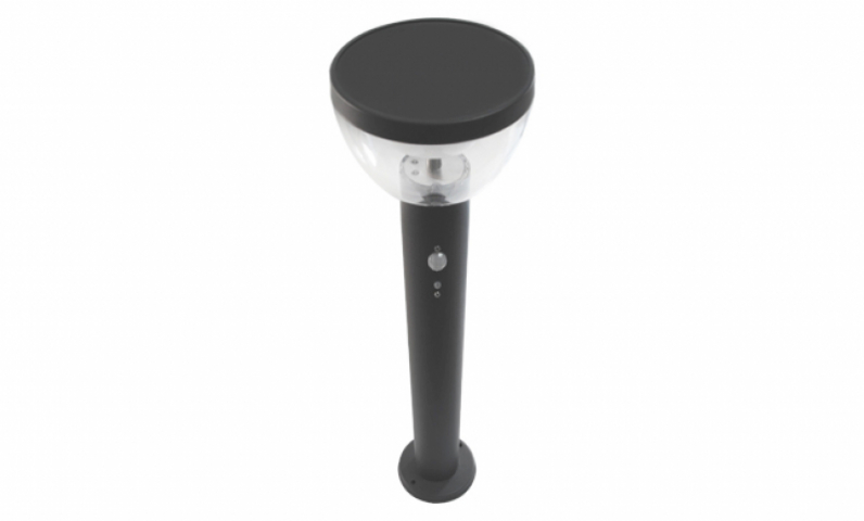 MasterLED Merida 9 W-os natúr fehér, 80 cm magas fekete állólámpa  mozgásérzékelős 