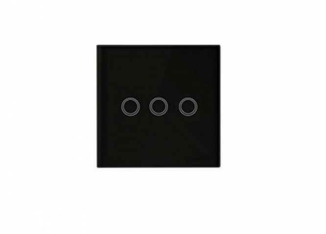 MasterLED Fekete üveg 3 körös érintő villanykapcsoló 