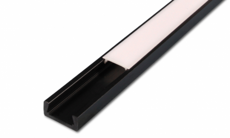 MasterLED Felületre szerelhető PVC profil opál fedéllel 2 méteres szál fekete 