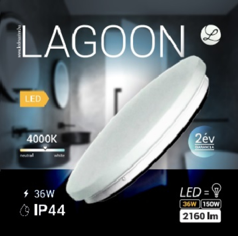 LAGOON 36 W-OS Ø350 MM KEREK NATÚR FEHÉR MENNYEZETI LÁMPA IP44-ES VÉDETTSÉGŰ