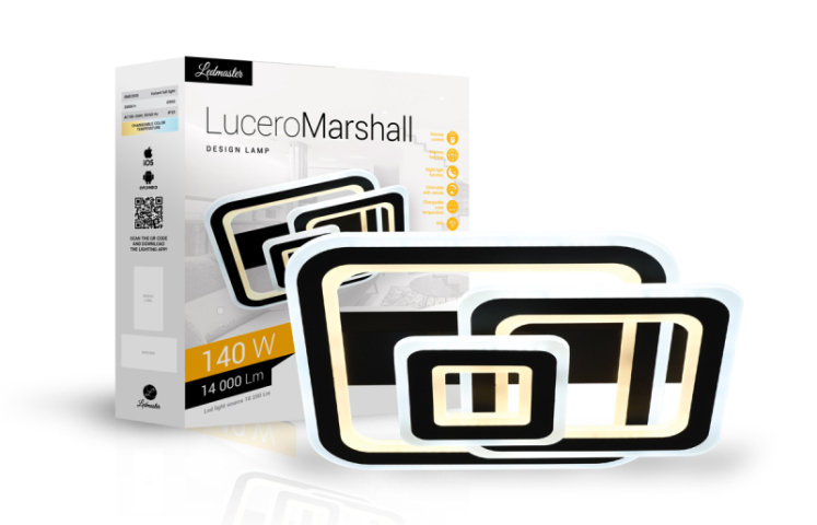 Lucero Marshall 140 W-os, 50 cm átmérőjű fekete LED távirányítós és mobil applikációval ...