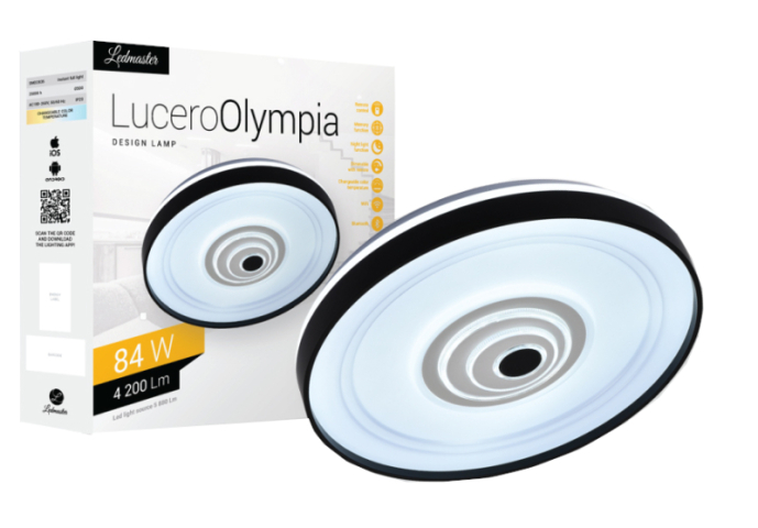 LUCERO OLYMPIA 84 W-OS, 50 CM ÁTMÉRŐJŰ FEHÉR LED TÁVIRÁNYÍTÓS ÉS MOBIL APPLIKÁCIÓVAL VEZÉRELHETŐ MENNYEZETI LÁMPA