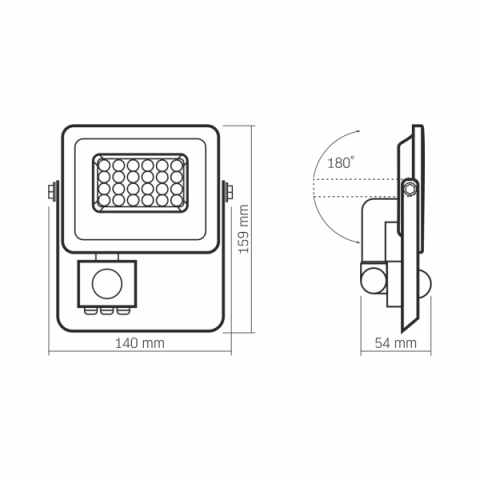 VIDEX F2E 20 W-OS MOZGÁSÉRZÉKELŐS NATÚRFEHÉR LED REFLEKTOR