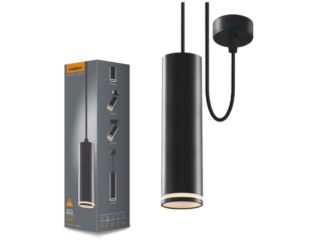 Videx TATUM fekete függesztett lámpa keret, GU10-es foglalattal 