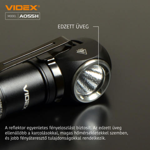 Videx LED Fejlámpa, hidegfehér újratölthető akkumulátorral A055H