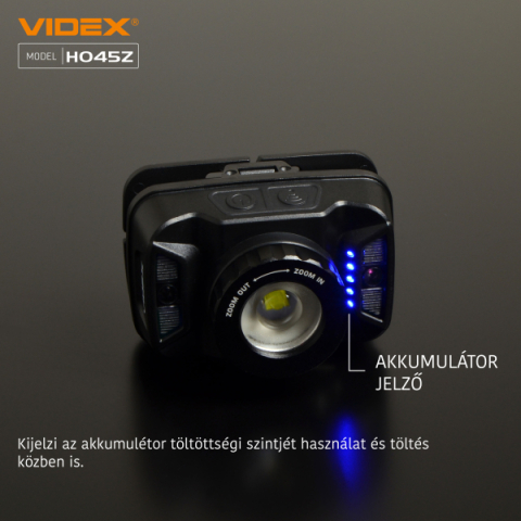 Videx LED Fejlámpa, natúrfehér újratölthető akkumulátorral H045Z