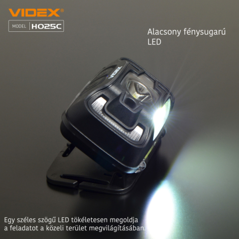 Videx LED Fejlámpa, natúrfehér újratölthető akkumulátorral H025C