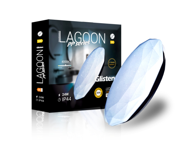 Lagoon PP series Glisten 24 W-os ø390 mm kerek natúr fehér mennyezeti lámpa IP44-es védettségű