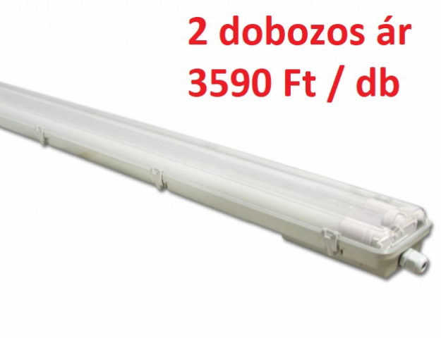 MasterLED 120 cm-es armatúra 2x18 W-os víztiszta fedéllel LED fénycsövekkel 2 dobozos ...