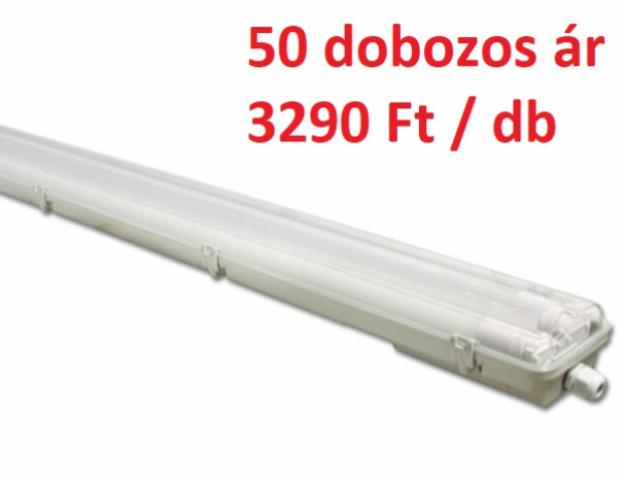 MasterLED 120 cm-es armatúra 2x18 W-os víztiszta fedéllel LED fénycsövekkel 50 ...