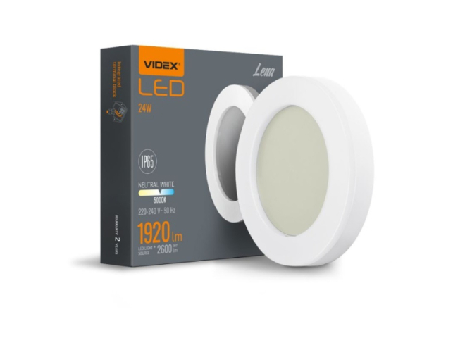 Videx Lena 24 W-os 320x320mm kör alakú,fehér mennyezeti lámpa IP65-ös védettségű 