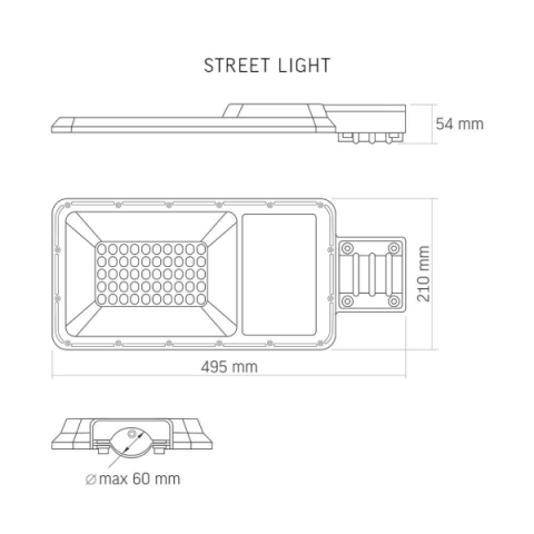 Videx Lana 100 W-os napelemes utcai lámpa