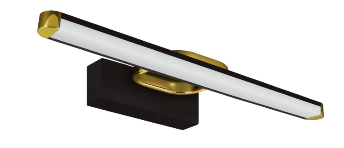 Strühm Prymus 7W, natúr fehér, fekete/arany tükör feletti lámpa IP44-es védettségű 