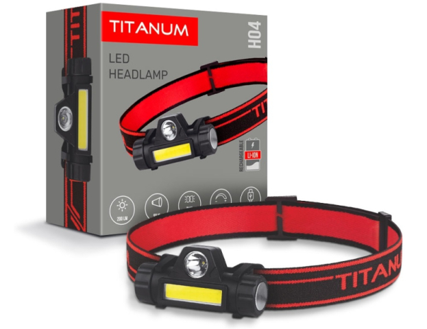 Videx TITANUM LED Fejlámpa újratölthető akkumulátorral, 6500K, TLF-H04 