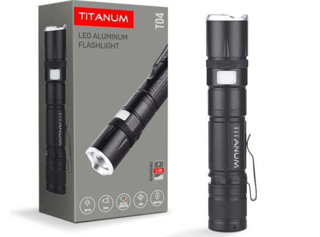 Videx TITANUM hordozható LED zseblámpa, 6500K, 300lm, TLF-T04 