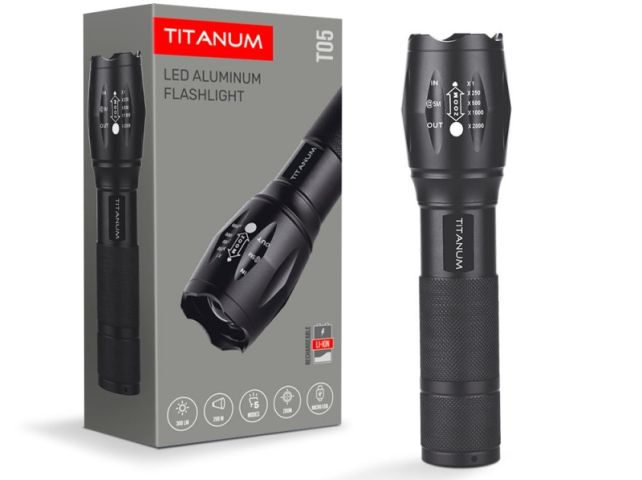 Videx TITANUM hordozható LED zseblámpa, 6500K, 300lm, TLF-T05 