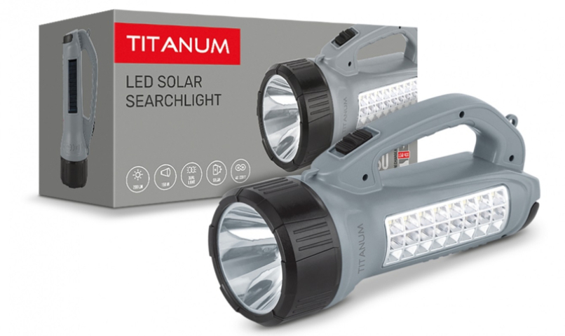 Videx TITANUM napelemes hordozható LED zseblámpa, 5500-6500K, 90-200lm, TLF-T09SO