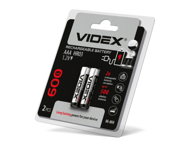 Videx AAA 600mAh újratölthető akkumlátor (darabár, min. rendelhető mennyiség 2 db)