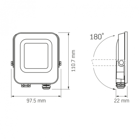 Videx F3e 10W, 1000lm, 5000K, AC/DC 12-48 V LED reflektor