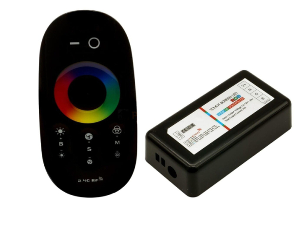 EcoLight  RGB távirányító fekete színű + 1 db vezérlő 18A 216W RF