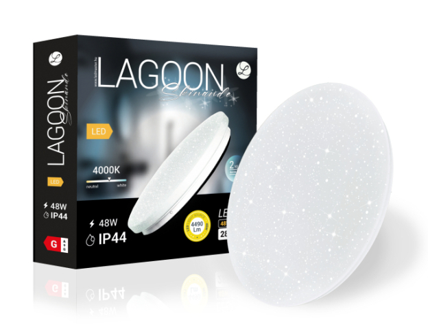 Lagoon Skinande 48 W-os ø450 mm kerek natúr fehér mennyezeti lámpa IP44-es védettségű