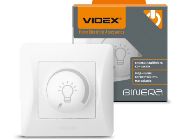 Videx Binera fehér színű süllyesztett 200W-os dimmer kapcsoló LED-hez (12/96) 