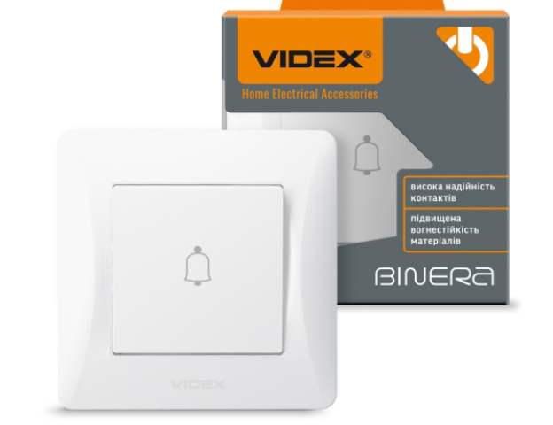 Videx Binera fehér színű süllyesztett csengő kapcsoló IP20-as védettséggel (20/120) 