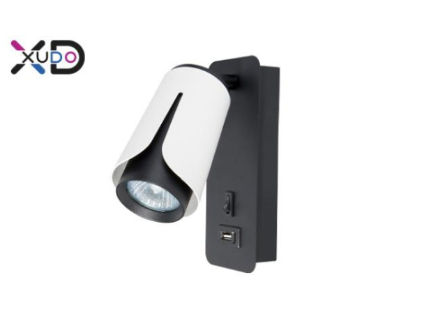 MasterLED Bud G10-es foglalatú + LED-es fekete-fehér fali lámpa, USB csatlakozóval 