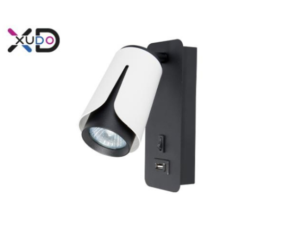 MasterLED Bud G10-es foglalatú + LED-es fekete-fehér fali lámpa, USB csatlakozóval