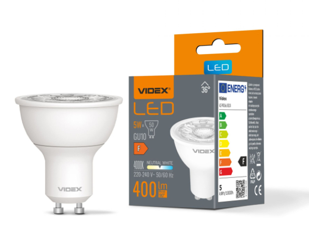 Videx GU10-es foglalatú 5 W-os LED izzó natúr fehér 