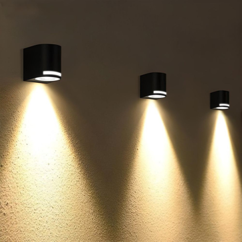 Videx Justin oldalfalra helyezhető, fekete IP54-es védettségű kültéri lámpatest, GU10-es foglalattal