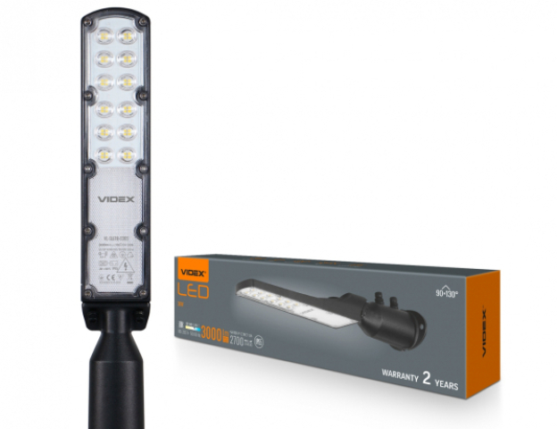 Videx LED forgatható 30 W-os fekete színű LED utcai lámpa 5000K, IP65 