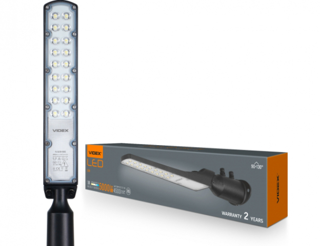 Videx LED forgatható 50 W-os fekete színű LED utcai lámpa 5000K, IP65 
