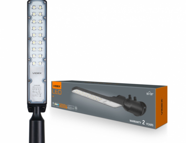Videx LED forgatható 100 W-os fekete színű LED utcai lámpa 5000K, IP65 