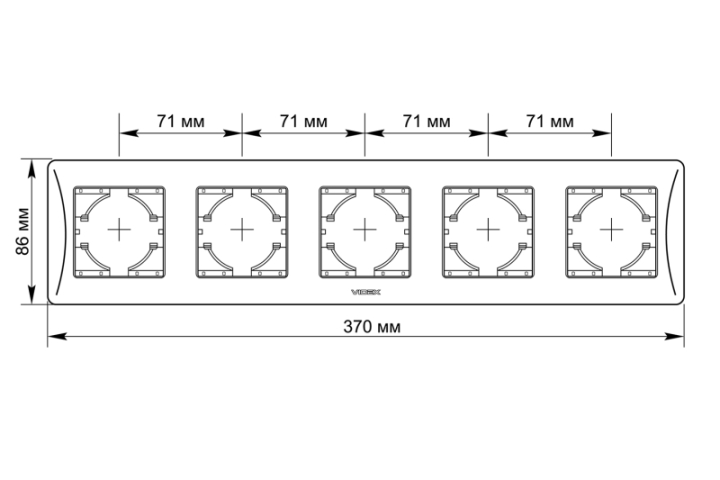 Videx Binera ezüst színű ötös vízszintes keret (12/48)