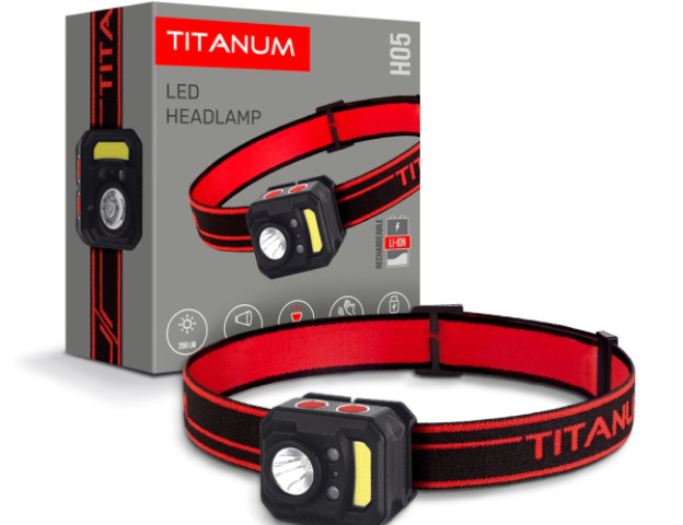 Videx TITANUM LED Fejlámpa újratölthető akkumulátorral, 250 lm, 6500K, TLF-H05 