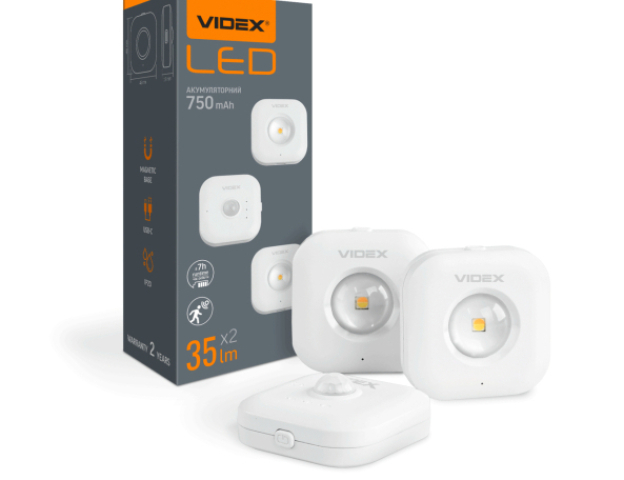 Videx 2 db LED-es lámpa, mágneses hátlappal  és mozgásérzékelővel 3000-6500K 