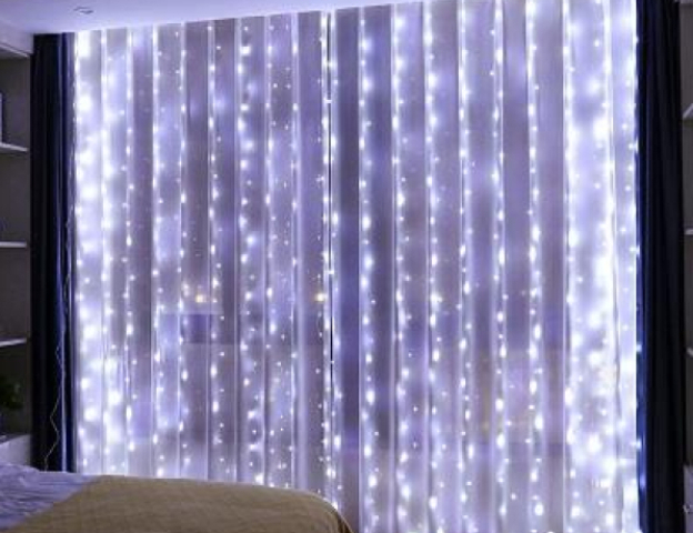 MasterLED 3x3m-es LED függöny hideg fehér, USB csatlakozóval és távirányítóval 