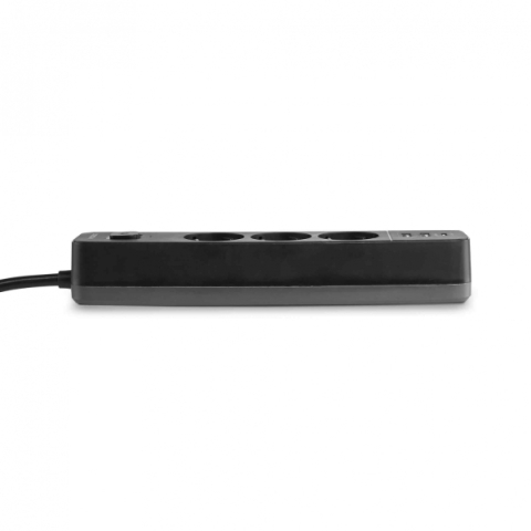 Videx Oncord fekete színű 3-as hosszabbító kapcsolóval, 3m-es kábellel, 2 x USB + 1 x USB-C