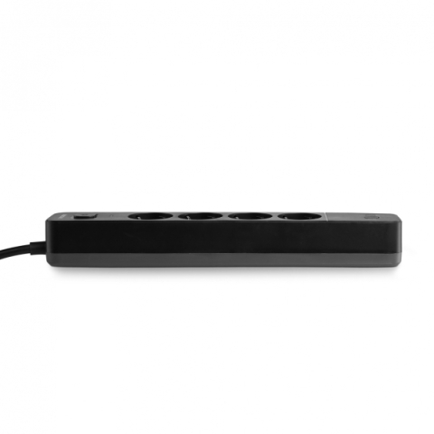 Videx Oncord fekete színű 4-es hosszabbító kapcsolóval, 3m-es kábellel, 1 x USB + 1 x USB-C