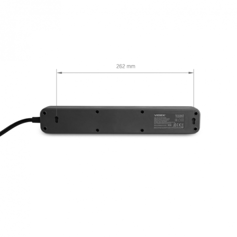 Videx Oncord fekete színű 4-es hosszabbító kapcsolóval, 3m-es kábellel, 1 x USB + 1 x USB-C