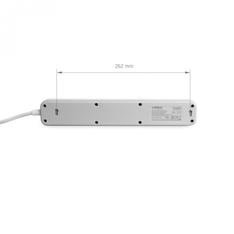 Videx Oncord fehér színű 4-es hosszabbító kapcsolóval, 3m-es kábellel, 1 x USB + 1 x USB-C
