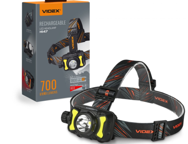 Videx LED Fejlámpa újratölthető akkumulátorral, 700 lm, 5000K, H147 