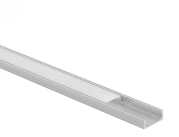 EcoLight felületre szerelhető aluprofil, opál fedéllel, 2 méteres szál 